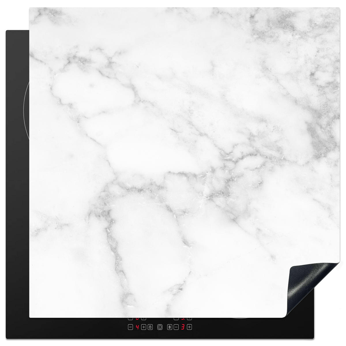 HERDABDECKPLATTE Marmor - Grau - Weiß - Strukturierter Marmor 78x78 cm - Weiß, Kunststoff (78/0.2/78cm) - MuchoWow