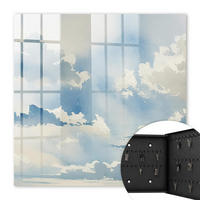 SCHLÜSSELBOX Schwarz 30x30 cm- Türöffnung nach rechts - Wolken am Himmel - Blau, Metall (30/30/5cm) - TULUP