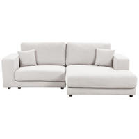3-SITZER-ECKSOFA cremeweiß rechtsseitig Lofoten - Schwarz/Weiß, Textil (250/190cm) - Beliani