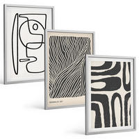 BILDER SET 3er Set - 40x60 cm Silberner Rahmen - Abstrakte Muster, Linien, Texturen - Silberfarben, Kunststoff (40/60cm) - TULUP