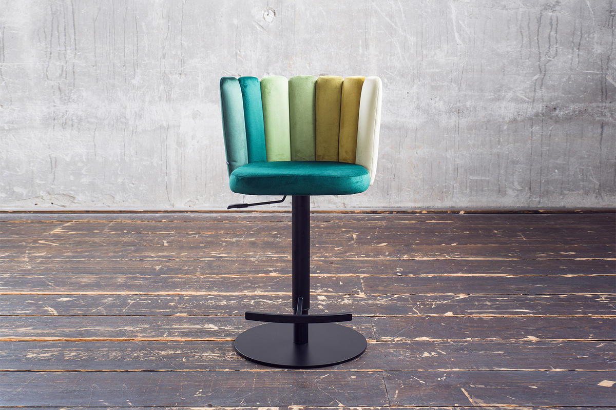 BARHOCKER JADA Grün Velvet - Schwarz/Grün, Kunststoff/Textil (55/85/53cm) - KAWOLA