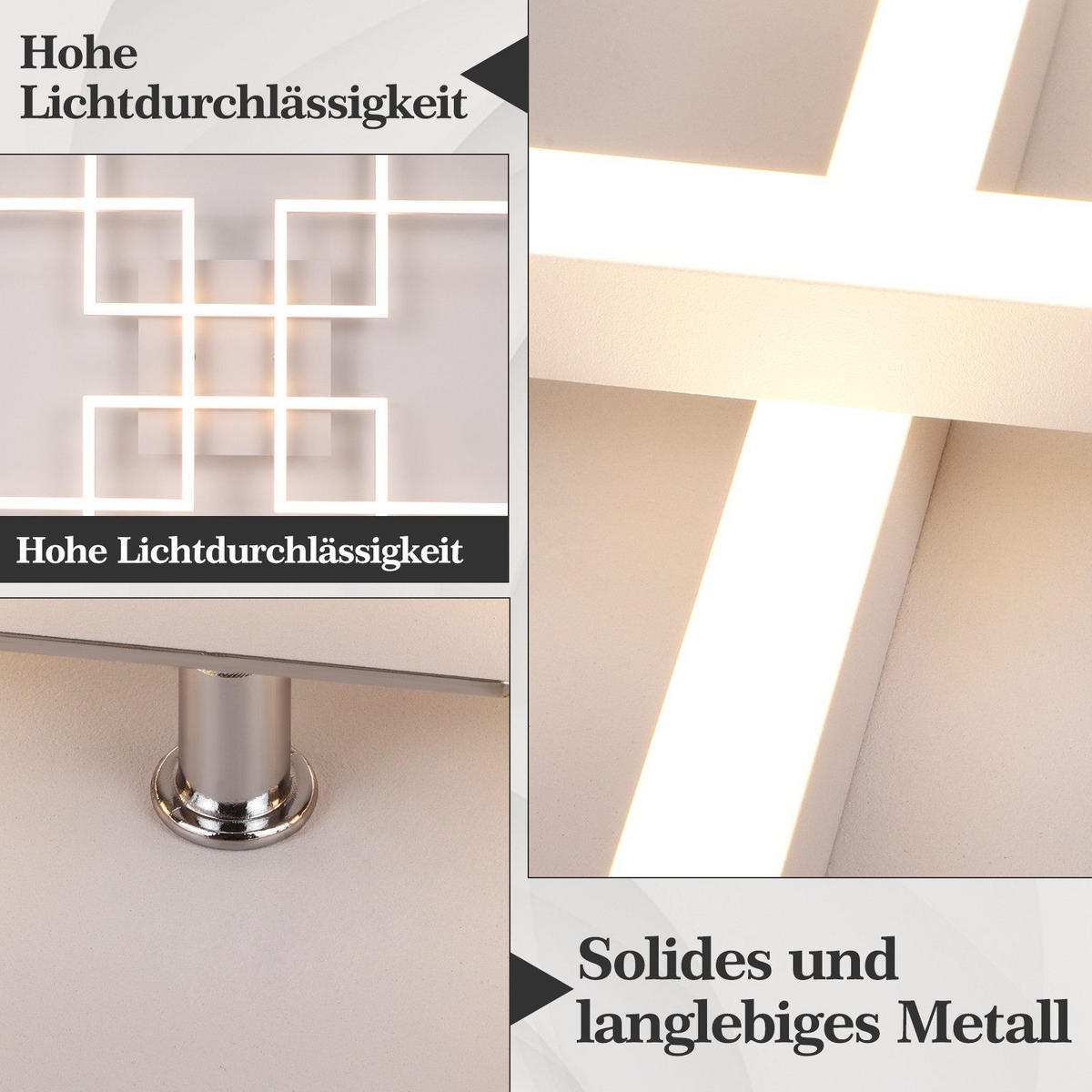 LED-DECKENLEUCHTE Vexlor 72.4/72.4/7.3 cm - Weiß, Metall (72.4/72.4/7.3cm) - ZMH