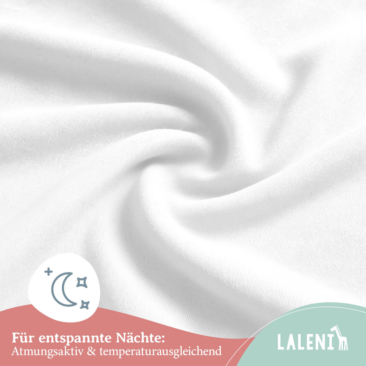 SPANNBETTLAKEN für Beistellbett & Stubenwagen – 100% Baumwolle, Atmungsaktiv & Weich, 28x73cm - 30x76cm, Weiß - Weiß, Textil (28/76cm) - Laleni