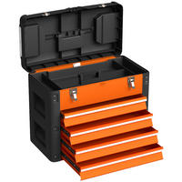 WERKZEUGKISTE leer, 49,7 x 25,3 x 40,7 cm Werkzeugkasten mit 4 Schubladen - Orange, Metall (25.3/40.7/49.7cm) - HOMCOM