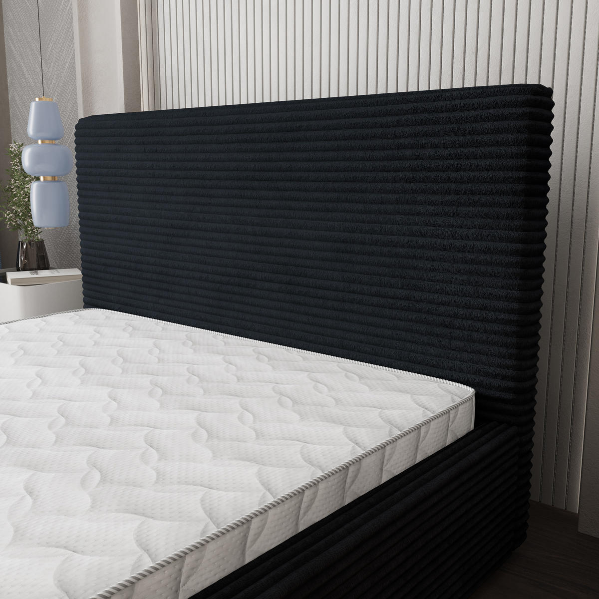 POLSTERBETT MIRETTI 160x200 cm mit Bettkästen - Schwarz - Schwarz, Holz (160/200cm) - MASSENO