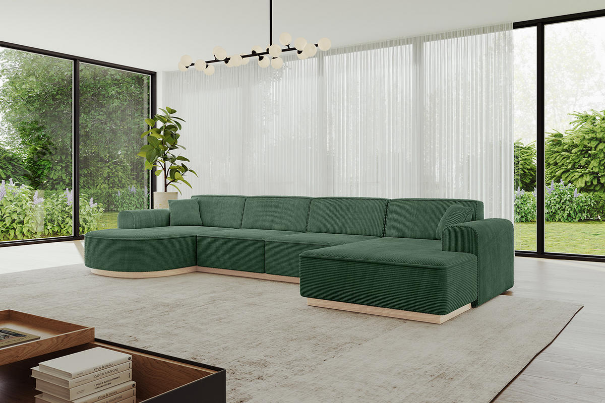 WOHNLANDSCHAFT ARRIO-U2 303x171x83 cm Grün - Grün, Holzwerkstoff/Textil (388/83/171cm) - ALTDECOR