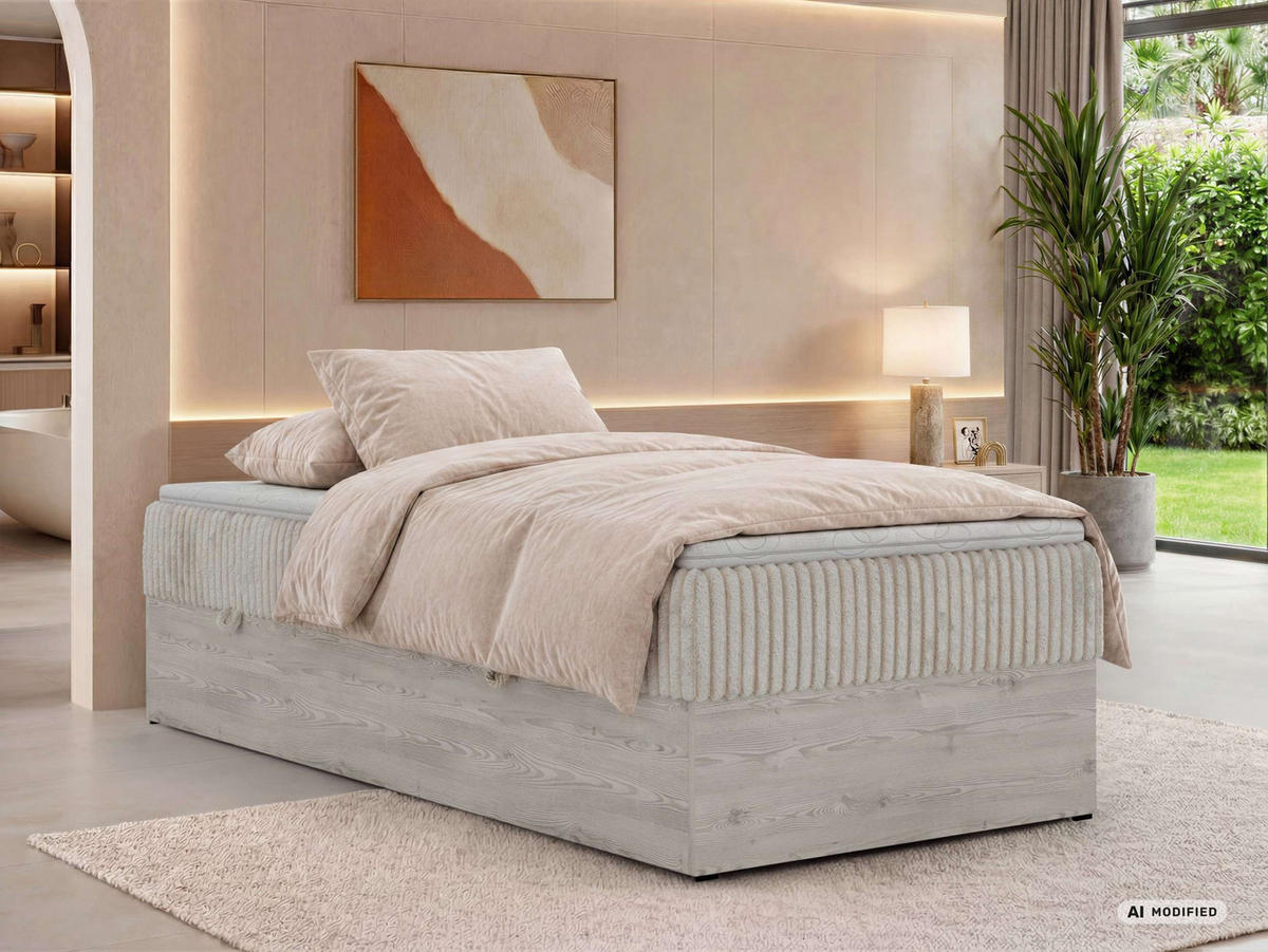 BOXBETT NORDIC ZERO 90/200 - Beige Cord - Topper Visco - H4 - Beige/Schwarz, Kunststoff/Textil (90/200cm) - MKS