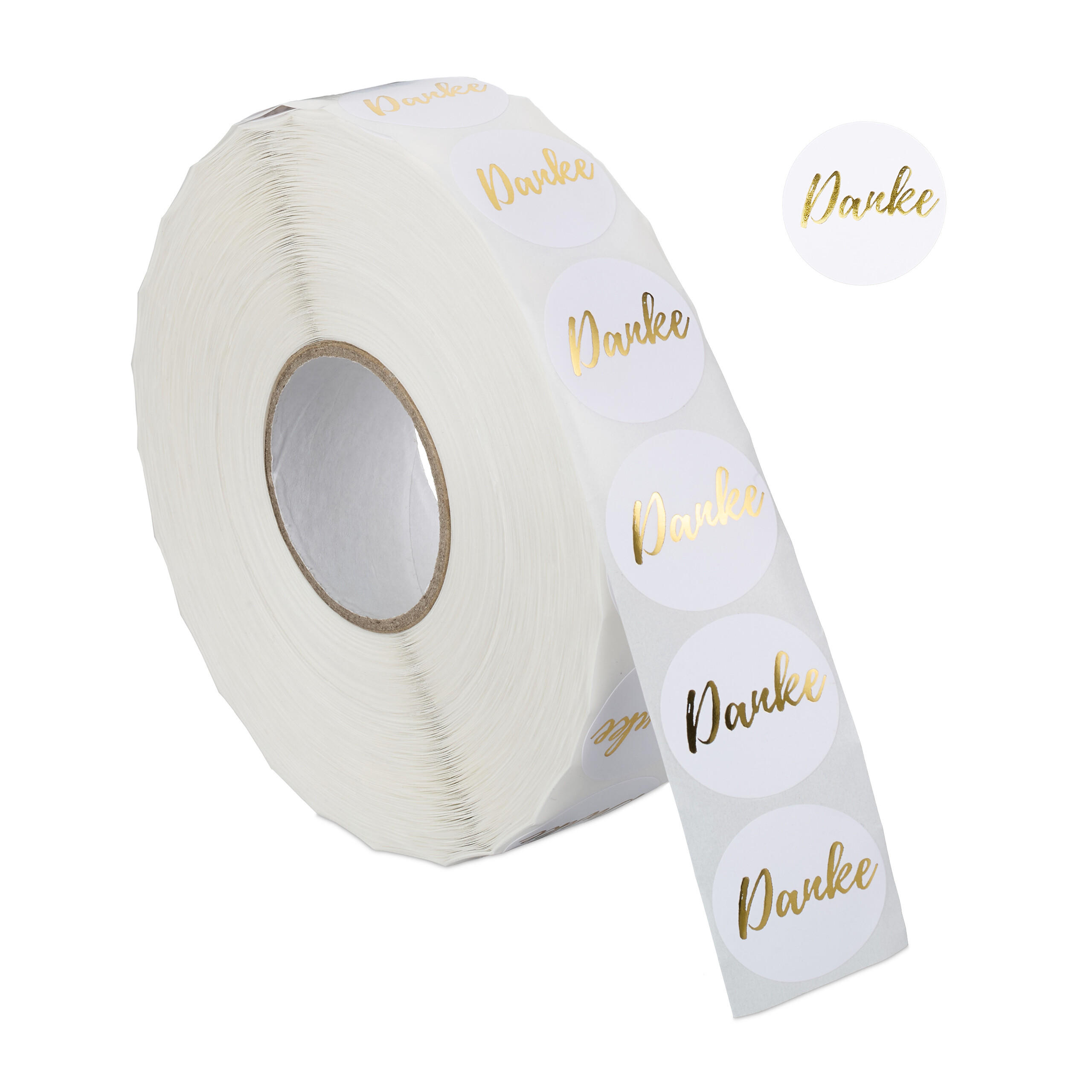 2500xDANKE-AUFKLEBER - Weiß, Papier/Kunststoff (11/3/11cm) - Relaxdays