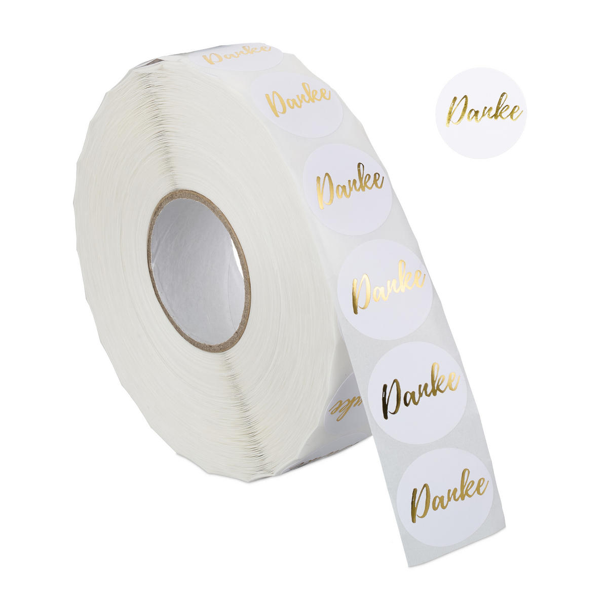 2500xDANKE-AUFKLEBER - Weiß, Papier/Kunststoff (11/3/11cm) - Relaxdays