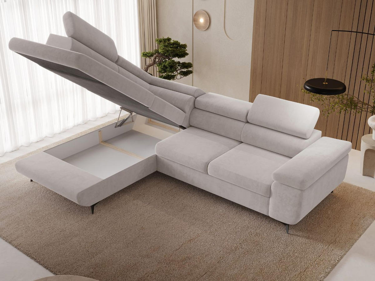 ECKSOFA Argon Grau Rechts - Schwarz/Grau, Holz/Textil (190/255cm) - Graingold