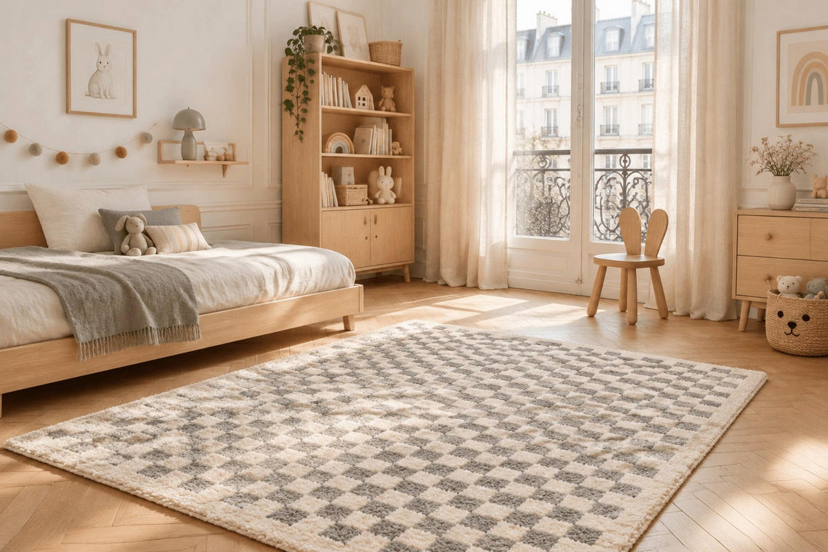 TEPPICH kariert langflorig weich voluminös grau - Grau, Textil (200/290cm) - AFK Living