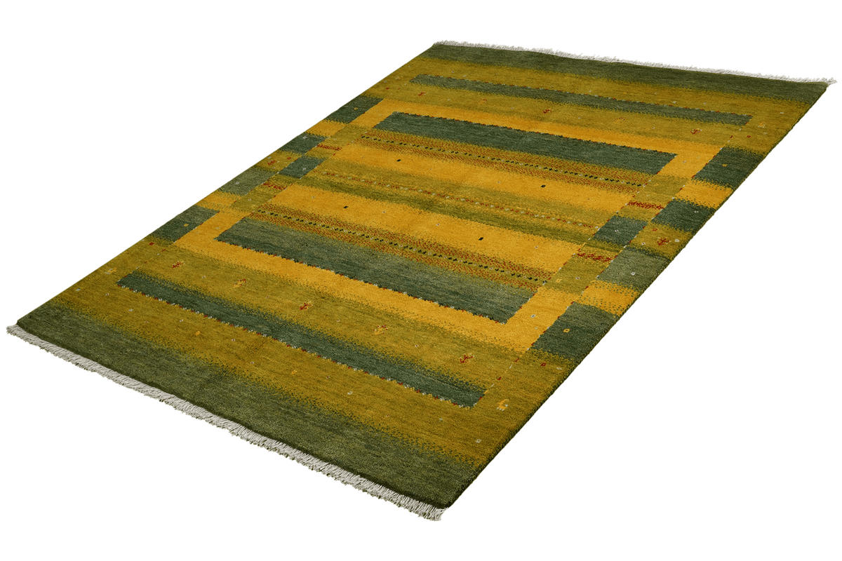 GABBEH-TEPPICH handgeknüpft Rizbaf Grün 199/155 cm Schurwolle - Grün, Textil (155/199cm) - Looma