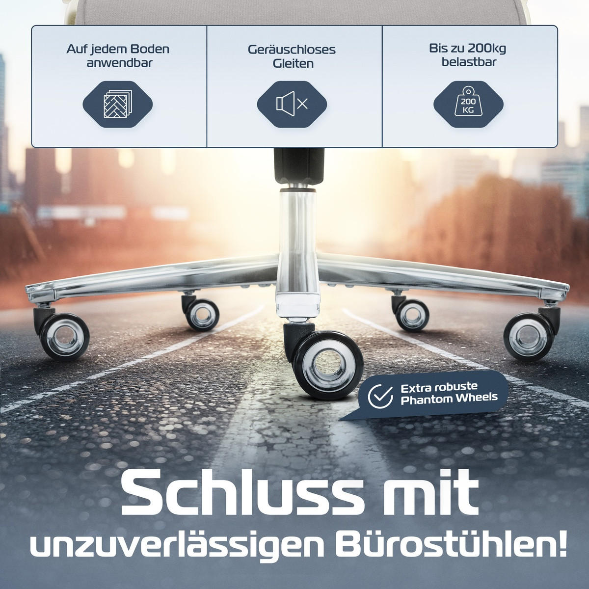 BÜROSTUHL PowerSeat Creme-Weiß - Beige/Silberfarben, Kunststoff/Textil (74/135/74cm) - Clouvou