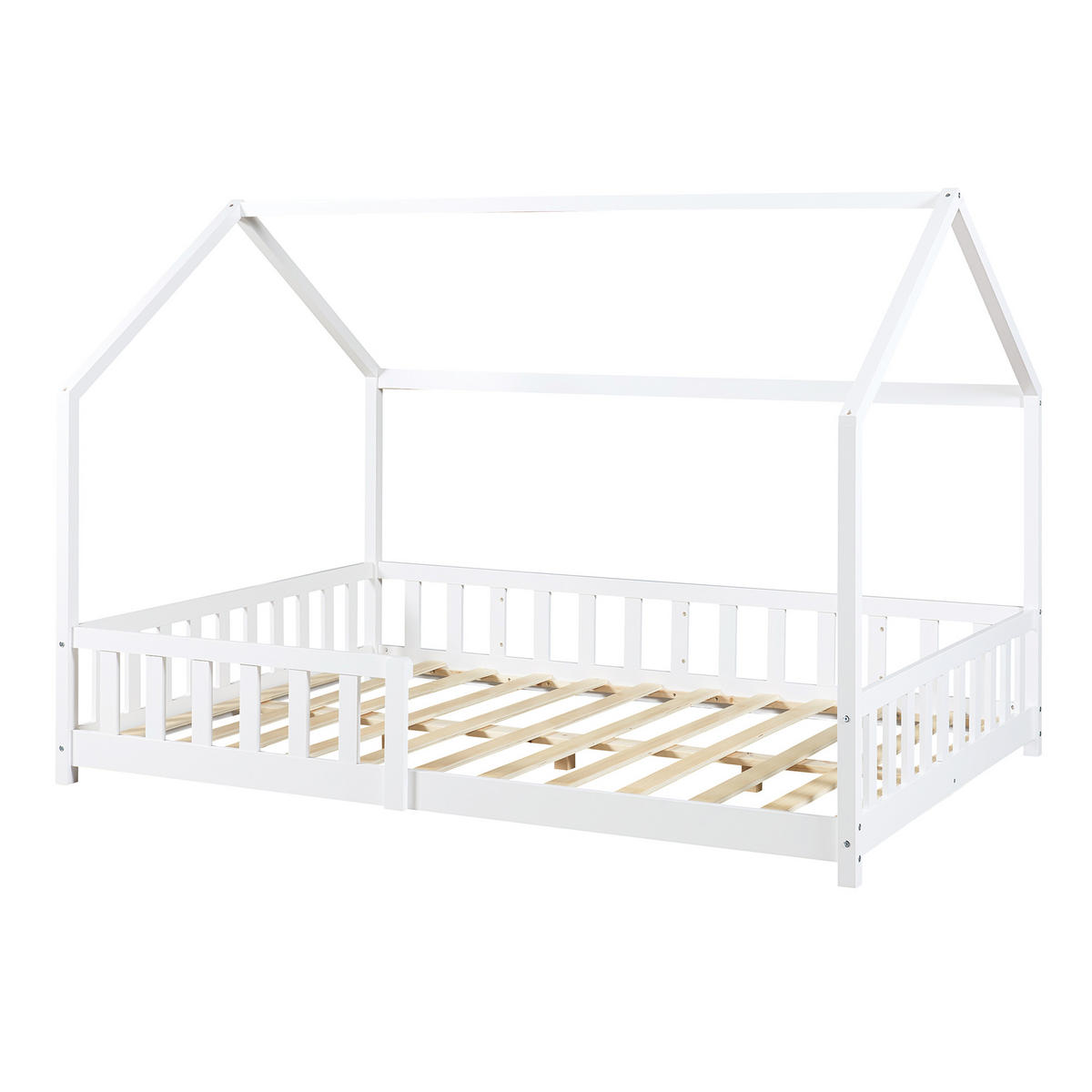 HAUSBETT Hesel - Weiß, Holz (140/200cm) - [en.casa]