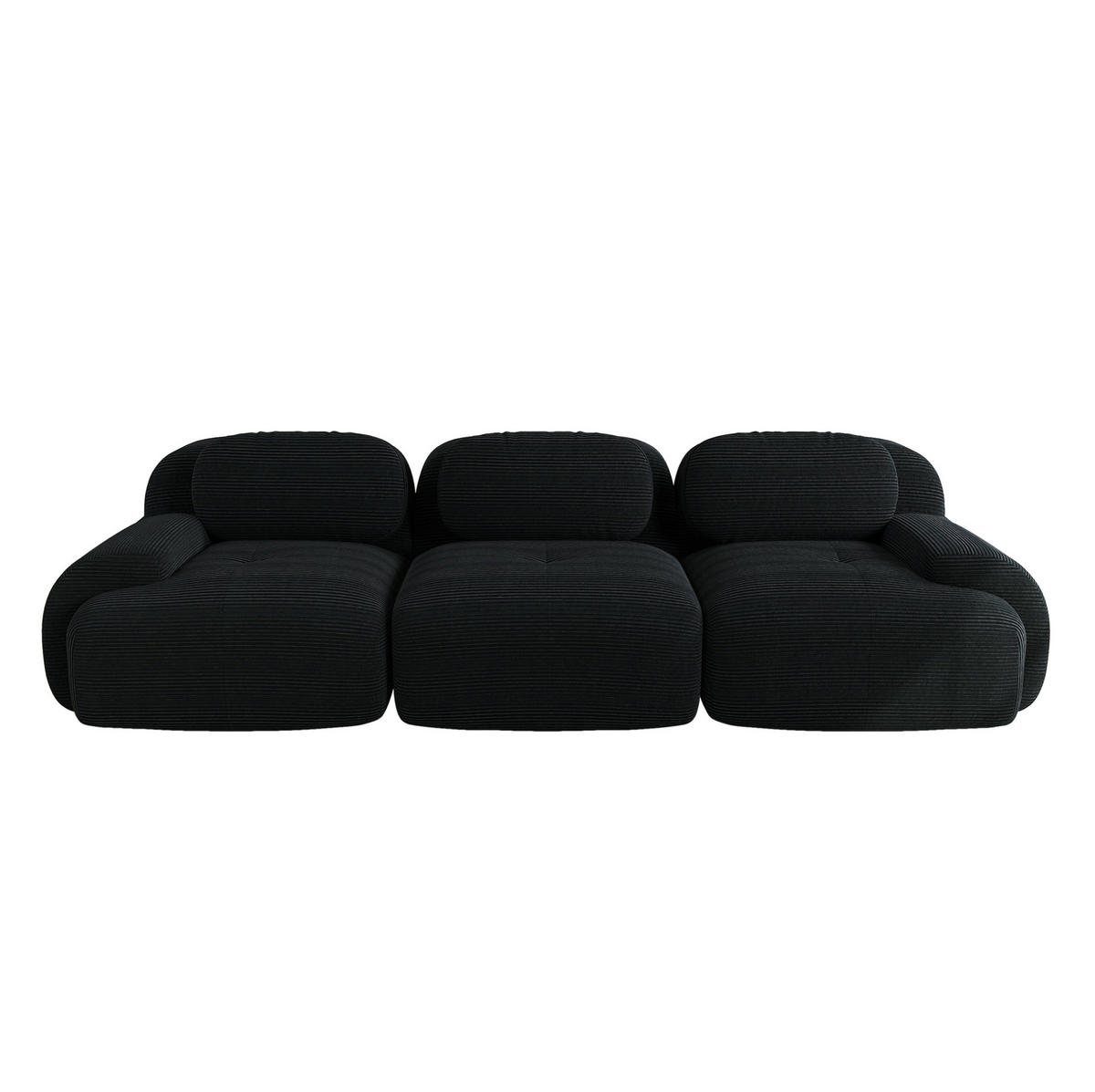 ECKSOFA 298/103/75 cm schwarz aus Cordstoff modular und rahmenlos ohne Montage - Schwarz, Textil (103/75/298cm) - OKWISH