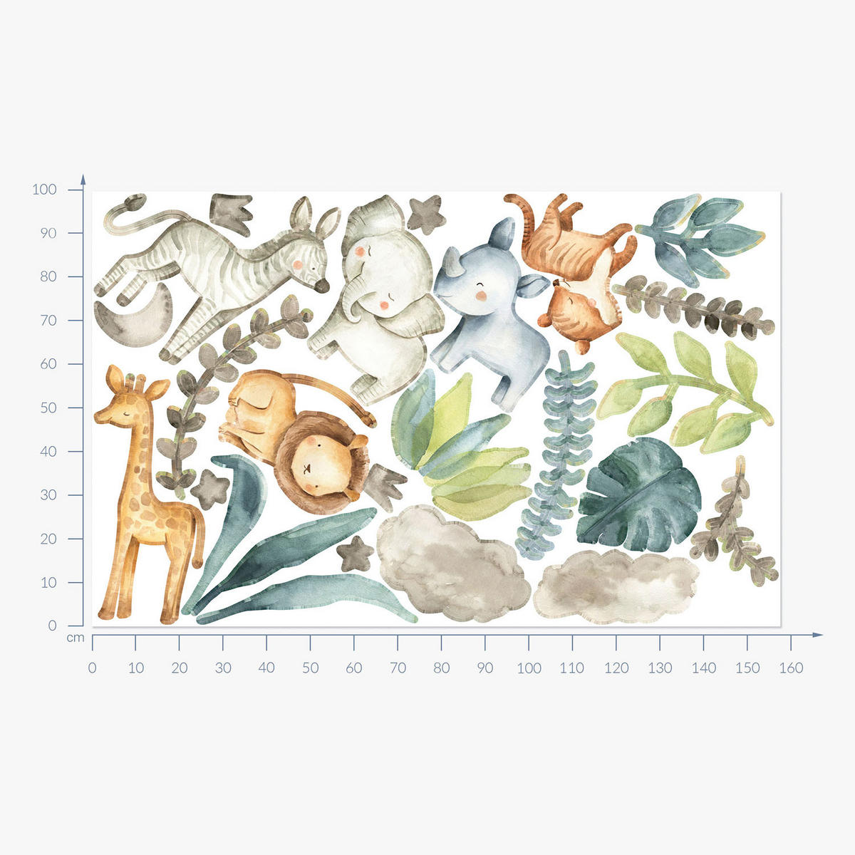 WANDAUFKLEBER 100x158cm - Wilde Safari - Multicolor, Kunststoff (100/158/0.1cm) - Wallfluent