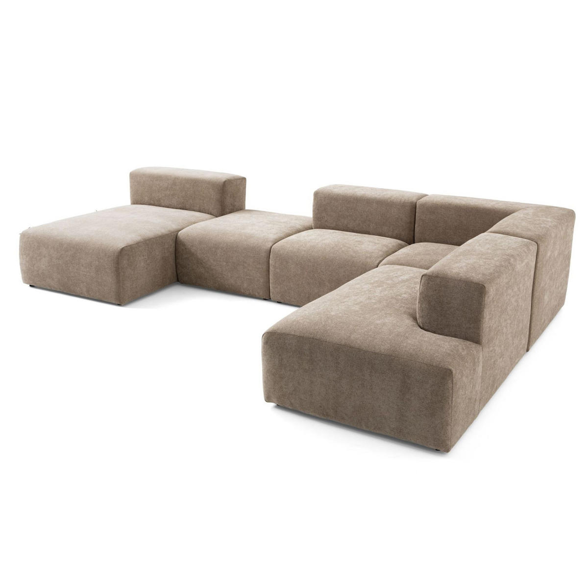 5-SITZER modulares Wohnlandschaft U XXL HEAVEN SET 6 Rechts, Breite 375 cm Webstoff Braun - Schwarz/Braun, Holz/Kunststoff (245/73/375cm) - Muffo