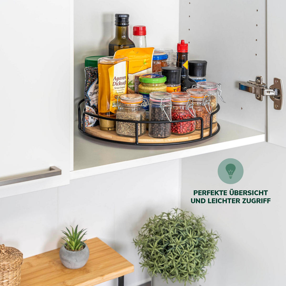 DREHTELLER Bambus/Metall schwarz - Schwarz, Metall (30/6/30cm) - eluno