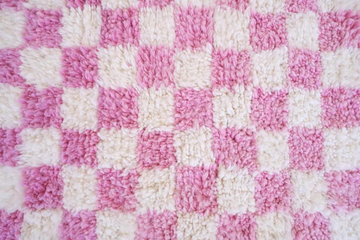 BERBERTEPPICH mit Karomuster aus Wolle 200x 300 cm - Pink, Naturmaterialien (200/300cm) - AFK Living