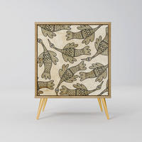 SIDEBOARD ALMONDINE SONGBIRD, Eichefarben, 57,5x42x75,5 cm, Goldfarbene Metallfüße - Eichefarben/Goldfarben, Holzwerkstoff/Metall (57.5/75.5/42cm) - SpaceRebels