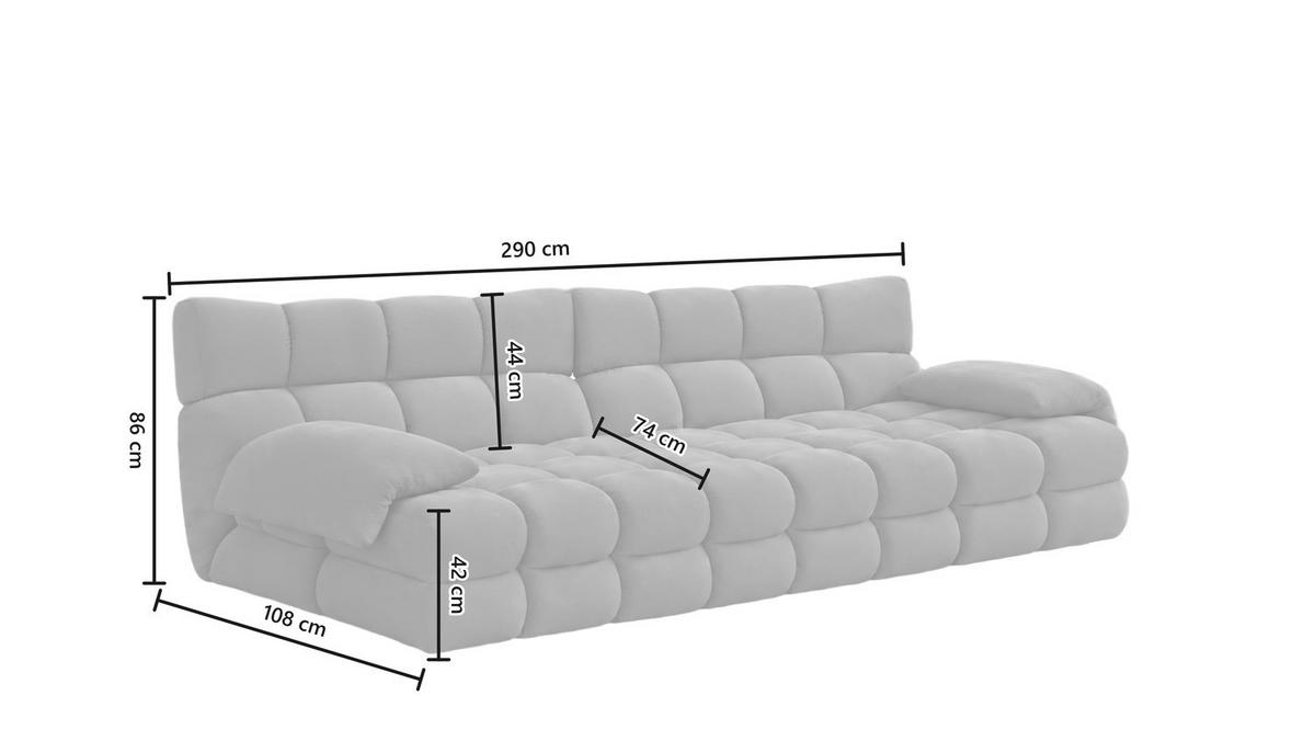 SOFA AMIA Braun Velvet - Dunkelbraun/Schwarz, Kunststoff/Textil (290/86/108cm) - KAWOLA