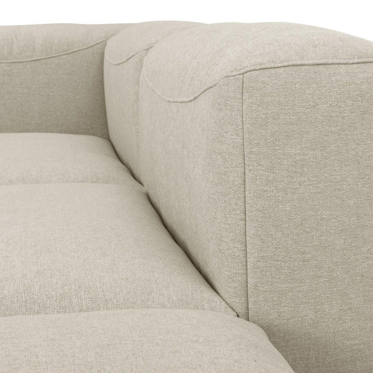 SOFA 2-Sitzer mit Hocker rechts Kattrina Flachgewebe creme - Creme, Kunststoff (100/73/250cm) - 58aufmkessel