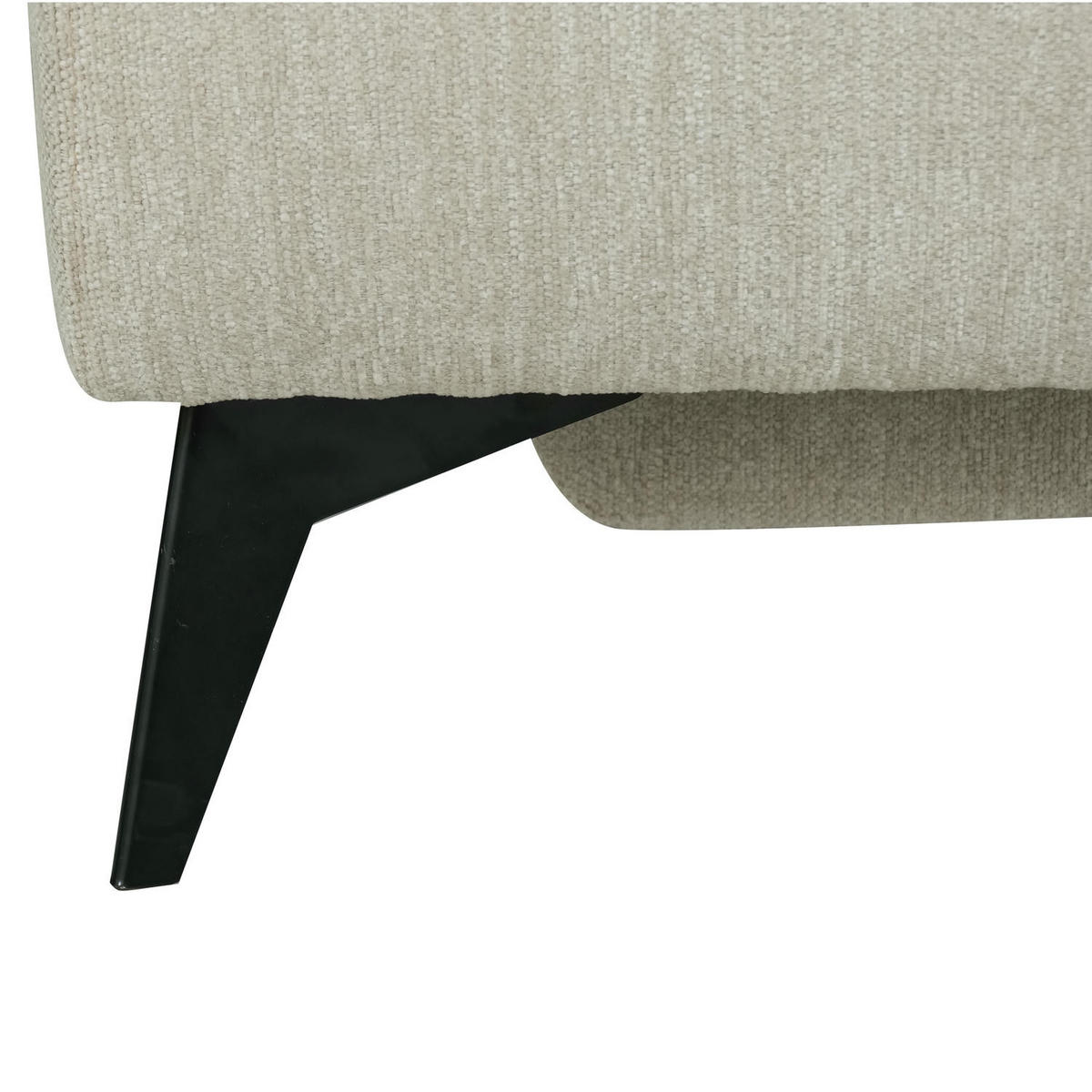 ECKSOFA Webstoff Creme Beige - Beige/Schwarz, Textil/Metall (268/156cm) - Furnhouse