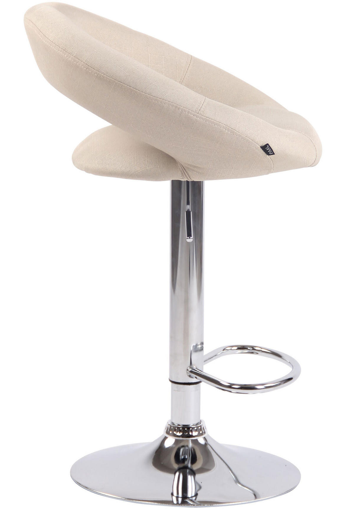 BARHOCKER Olin, Gestell Metall in Chromoptik, Stoff Creme - Chromfarben/Creme, Textil/Metall (53/100/47cm) - TPFLiving