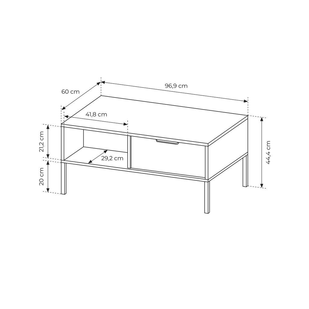 Thumbnail - Komodee Couchtisch, Anthrazit, Holzwerkstoff, 2 Schubladen, 60x45x97 cm, Wohnzimmer, Wohnzimmertische, Couchtische