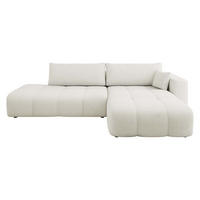ECKSOFA Furyn O Boucle, Seite: Rechts - Creme/Schwarz, Holzwerkstoff/Kunststoff (262/145cm) - MIRJAN24