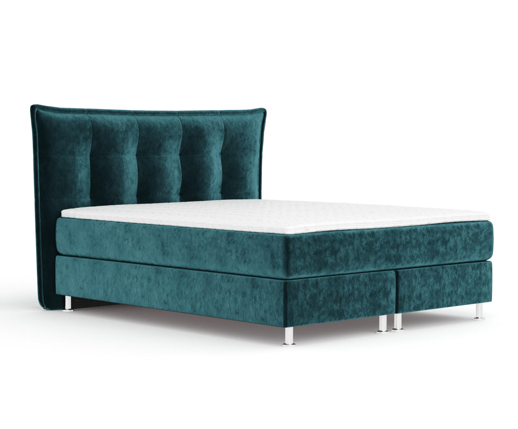 BOXSPRINGBETT Minori Türkisfarben 200/200 cm mit Latex-Topper - Türkis/Silberfarben, Holz/Holzwerkstoff (200/200cm) - Maison de Reve