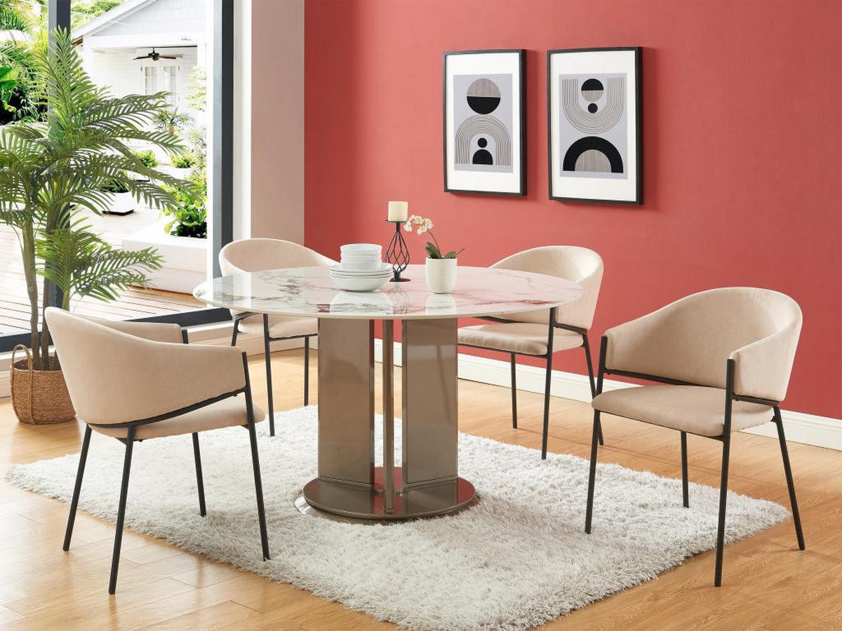 STUHL mit Armlehnen 6er-Set - Stoff & Metall - Beige - ORDIDA - Beige, Textil (61/80/53cm) - Pascal Morabito