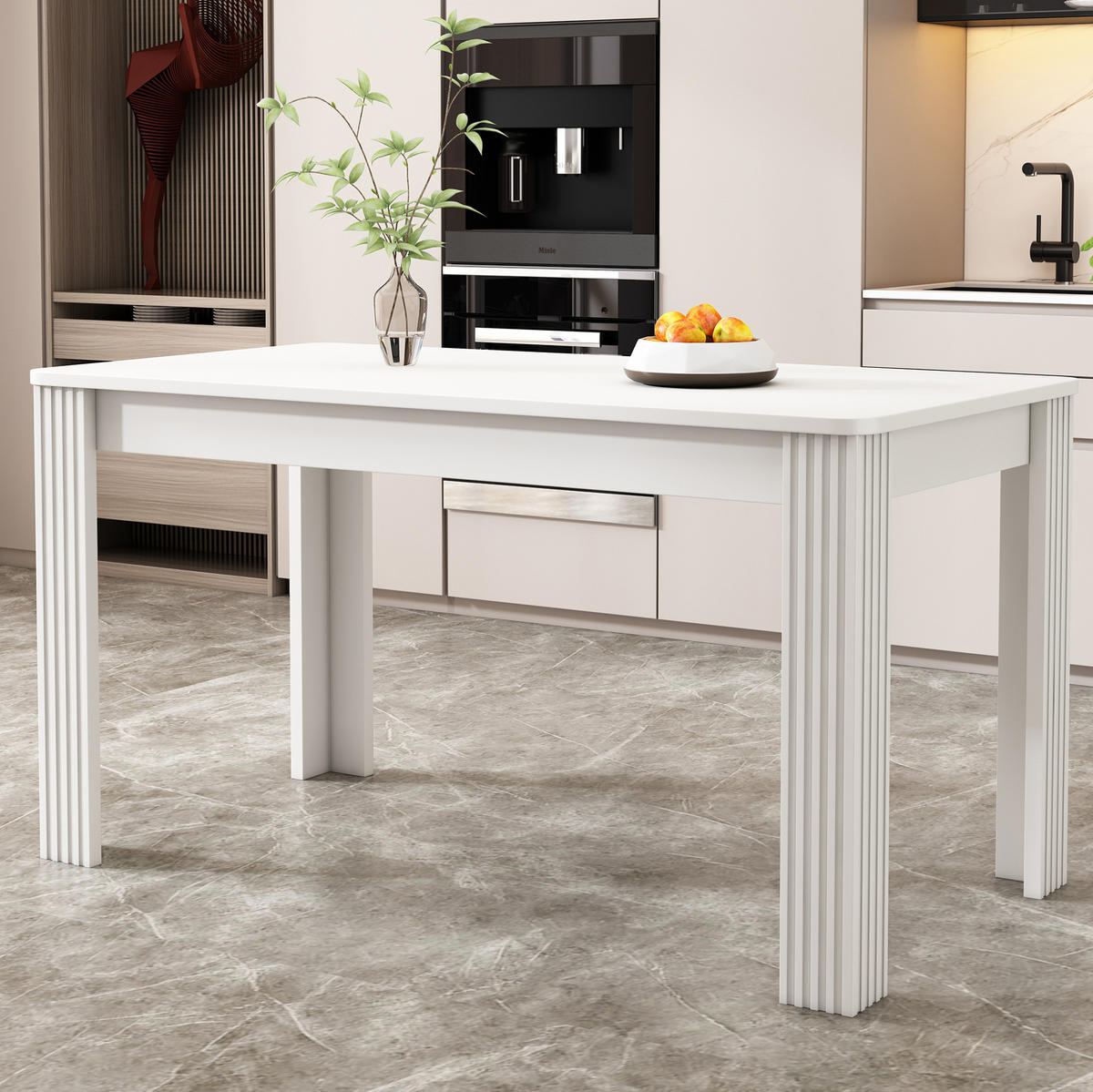 ESSTISCH rechteckig modern Weiß Spanplatte - Weiß, Holzwerkstoff (116/65/75cm) - Meubliv