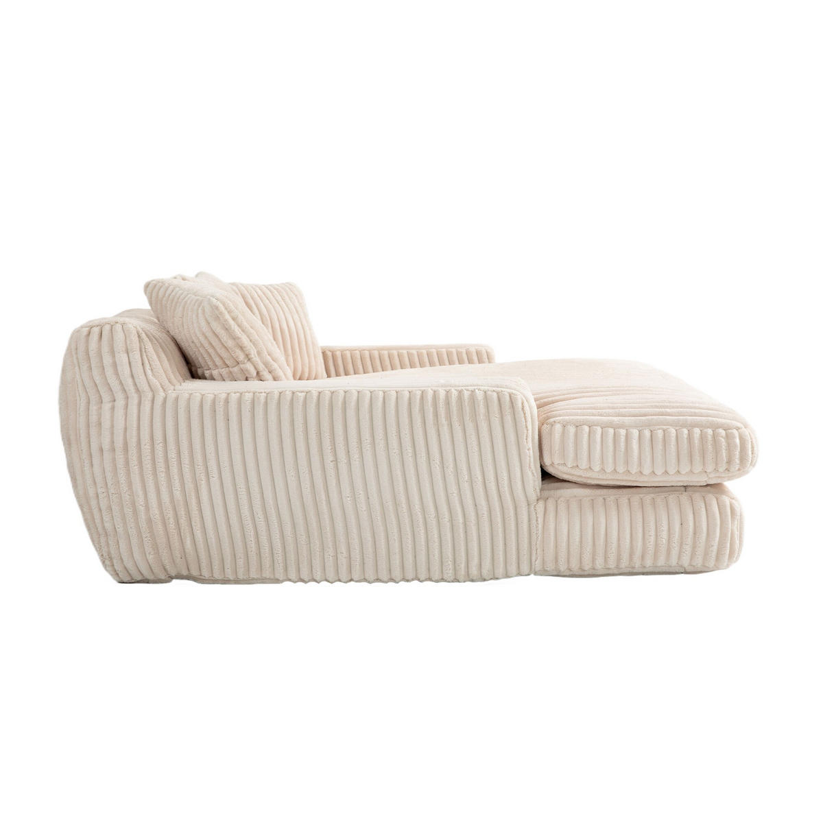 SCHLAFSOFA Relaxliege mit 3 Zierkissen,Lounge Sofa,Polstersofa,Cord,Beige - Beige, Textil (125/63/155cm) - LVHOM