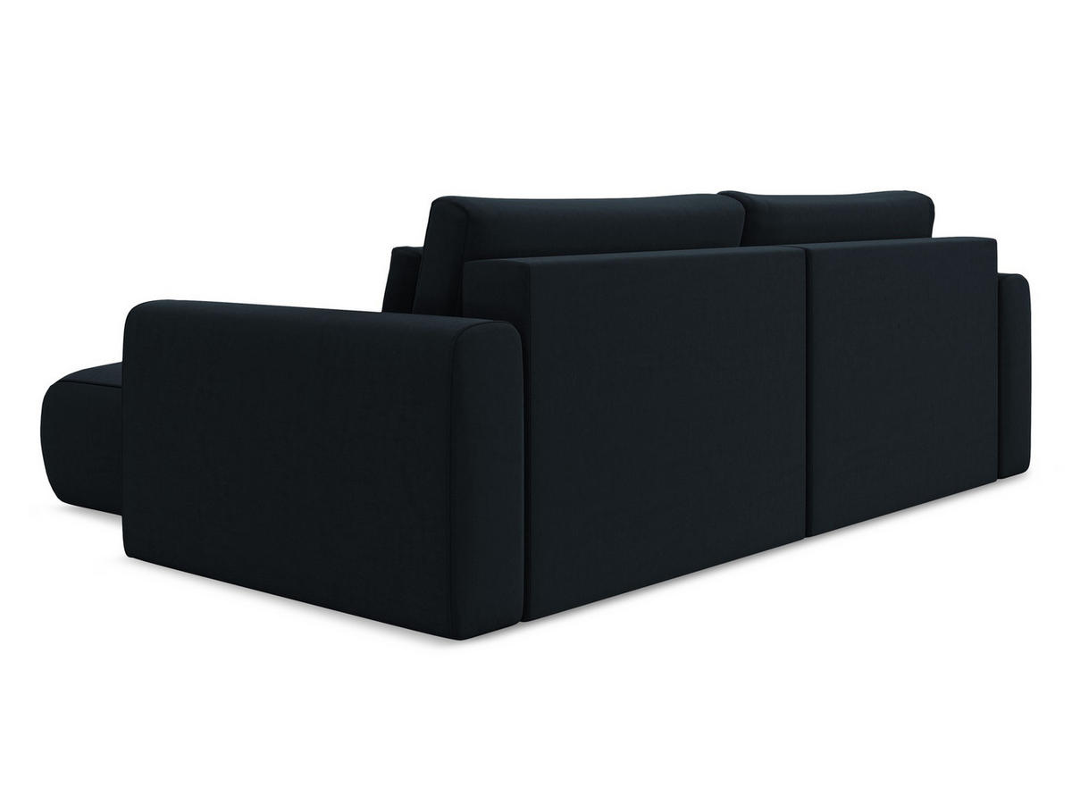 ECKSOFA mit Schlaffunktion Samt Stoff Blau - Blau/Schwarz, Kunststoff/Textil (240/149cm) - Makamii