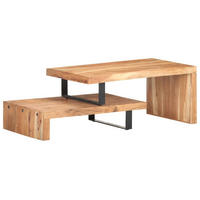 2-TLG. Couchtisch-Set Akazie Massivholz - Hellbraun, Holz (90/50/40cm) - furnicato