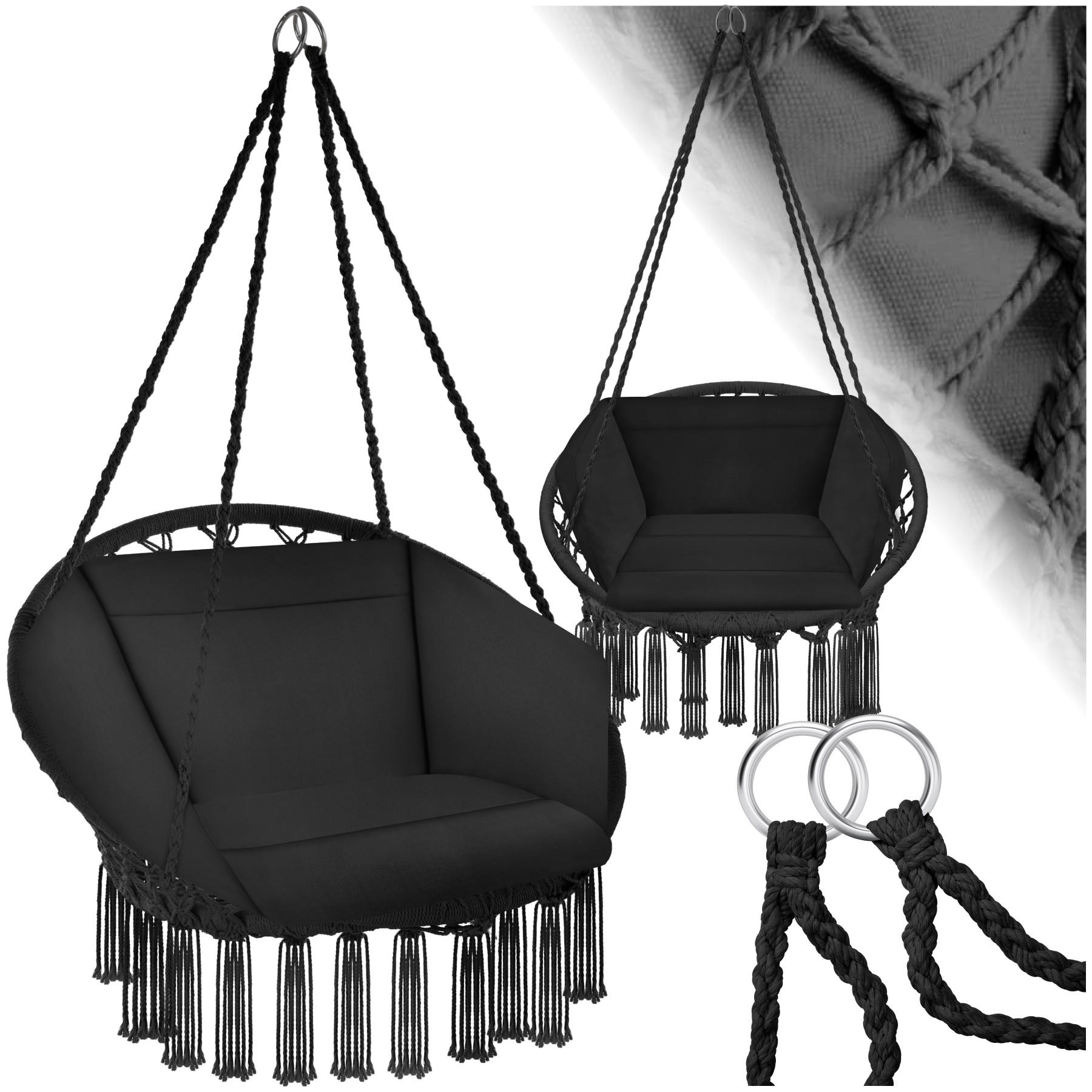 HÄNGESESSEL Grazia,80 x 72 x 125 cm,schwarz - Schwarz, Kunststoff/Metall (80/125/72cm) - tectake