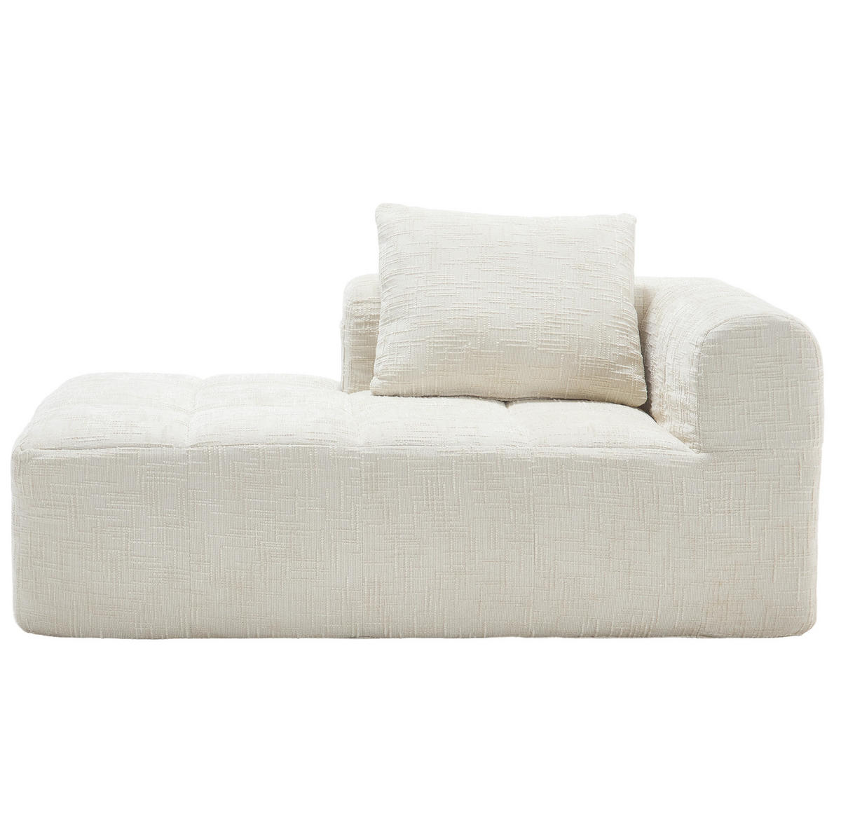 SOFA Chaiselongue 158 x 90 cm Chenille Beige mit Kissen - Beige, Kunststoff (90/60/158cm) - Meubliv