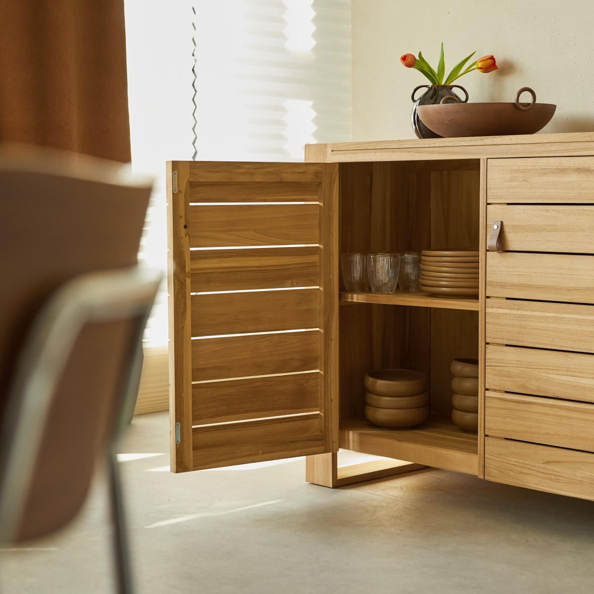 SIDEBOARD Minimalys Natur aus Teak - Naturfarben, Holz (170/90/40cm) - Tikamoon