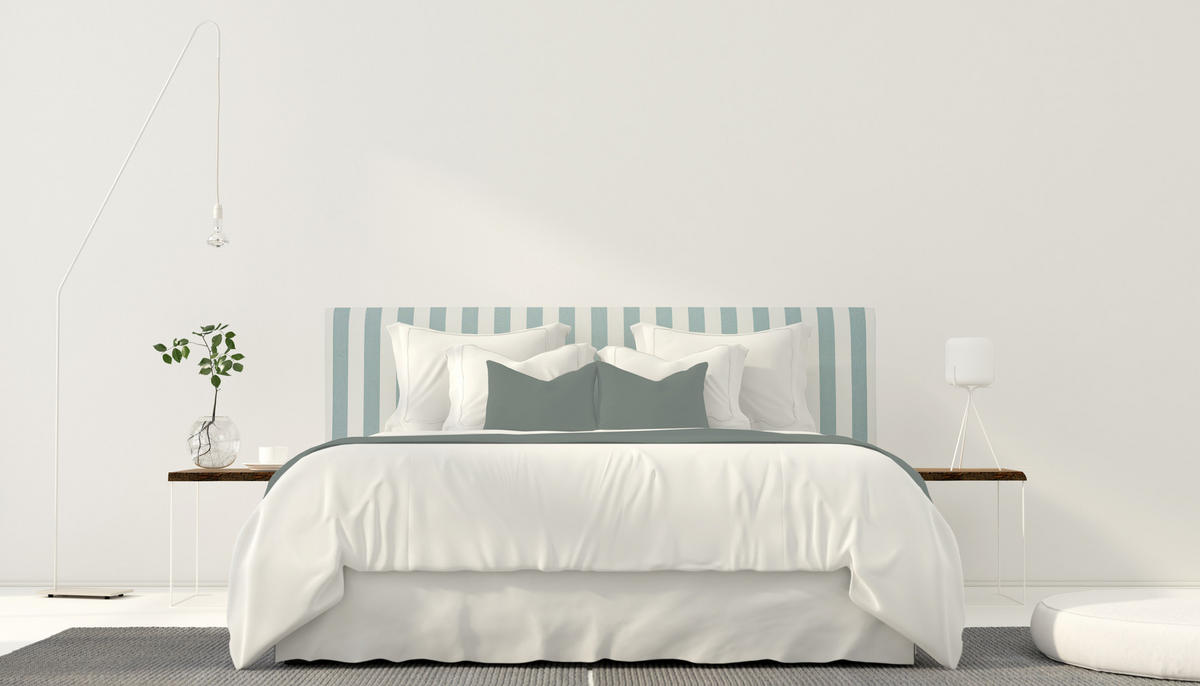 KOPFTEIL Gepolstertes aus gestreiftem Stoff Turkis 145/52/3 cm SUANCES - Türkis, Textil (145/52/3cm) - RNT By Really Nice Things