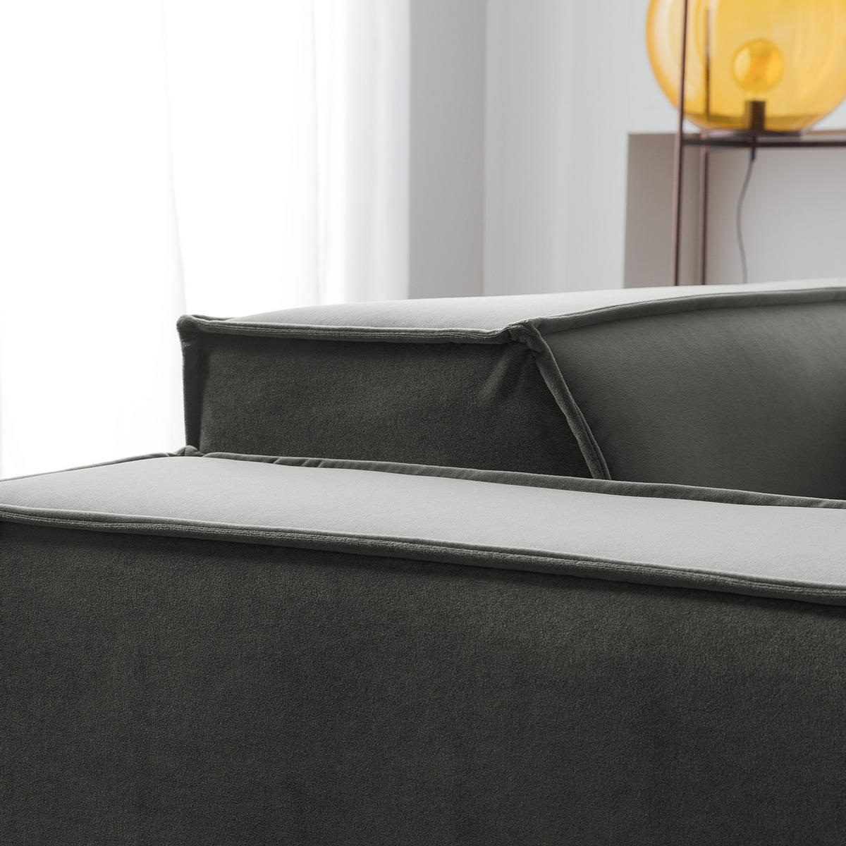 ECKSOFA mit Longchair - Schwarz/Grau, Kunststoff/Textil (294/177cm) - home24