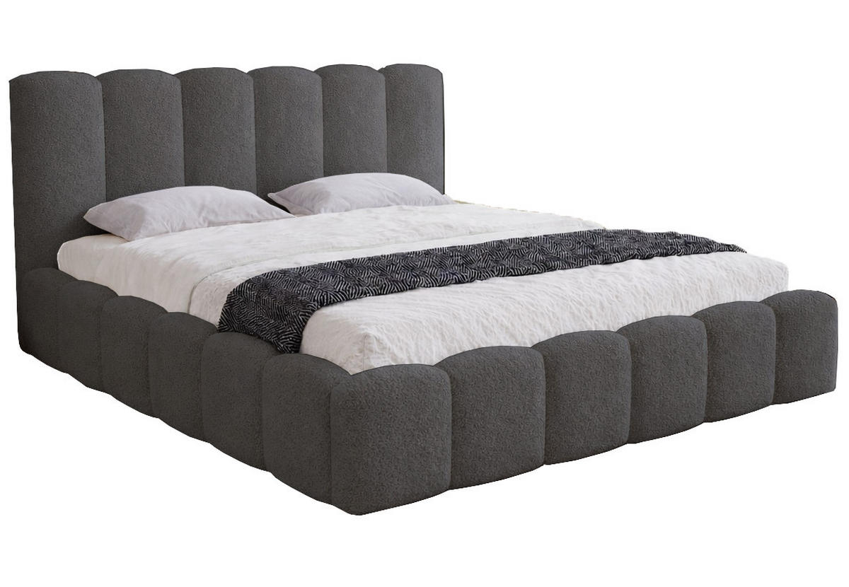 DOPPELBETT 200x200 Florent, Bettkasten, Boucle, Grau - Grau, Holz/Textil (200/200cm) - Emporius