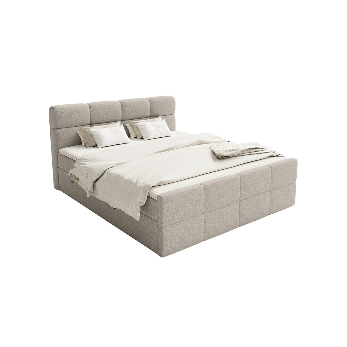 BOXSPRINGBETT ALZEA 140x200 cm, Grau - Grau, Textil (140/200cm) - Fedve