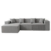 ECKSOFA cordstoff 279 cm flexibles design - Grau, Textil (279/165cm) - Urban Meuble