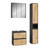 BADMÖBEL-SET Majest Anthrazit/Artisan 3 Teile - Hellgrau, Holzwerkstoff (60.1/62/30.1cm) - Vicco