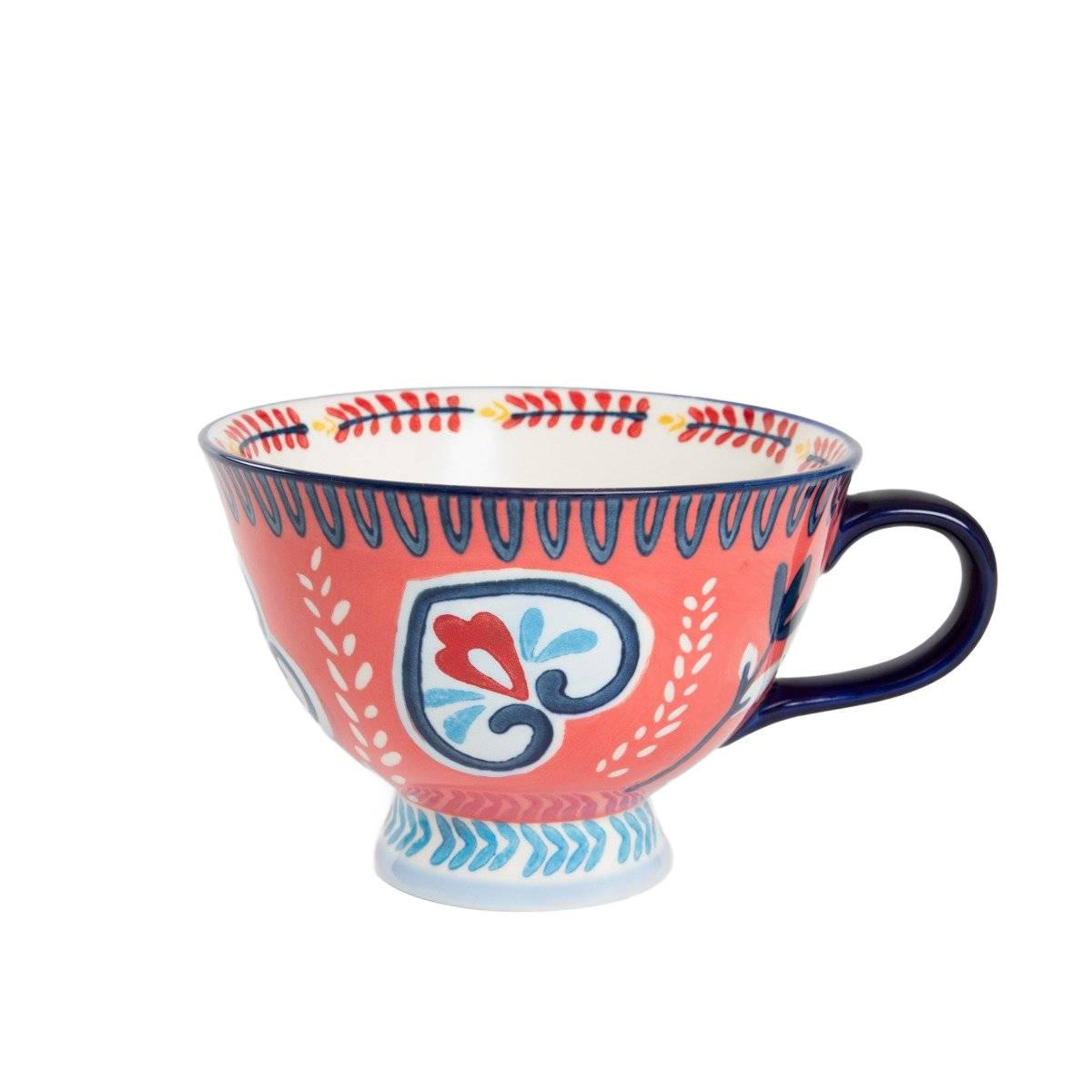 BECHER Shilla mit dunkelblau Henkel 0,4 l - Dunkelblau, Keramik (0.4L) - Homla