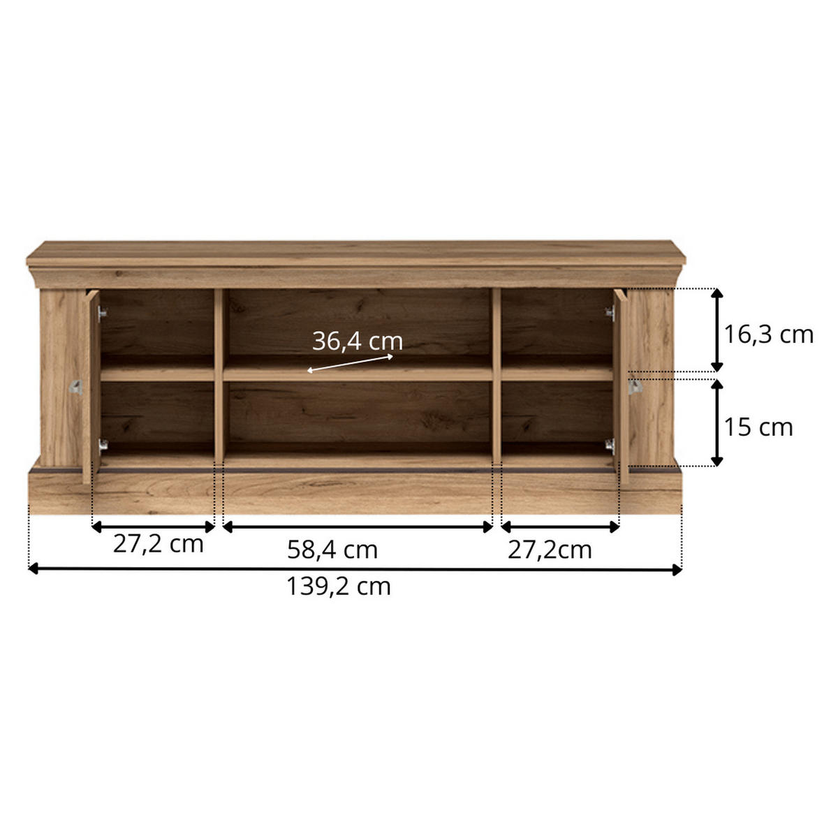 TV-LOWBOARD Antica New AN-4 142 x 50 x 42 cm Kraft Gold - Wildeiche, Holzwerkstoff/Metall (142/50/42cm) - Koseto