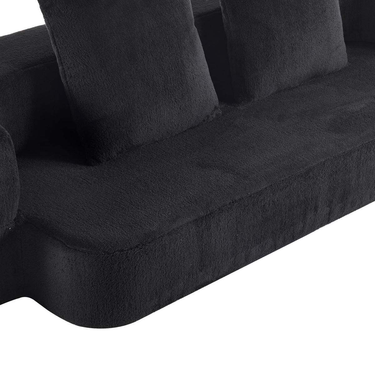 2-SITZER SCHLAFSOFA Stoff Schwarz klappbar mit Kissen - Schwarz, Textil (190/48/104cm) - WISHDOR