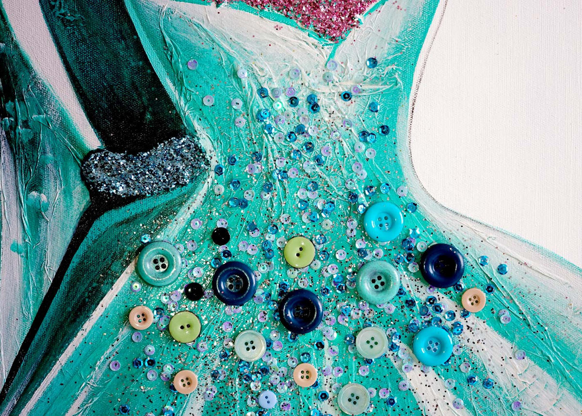 ÖLGEMÄLDE GRÜNE KLEIDER HANDGEMALT Mehrfarbig - Multicolor, Textil (90/90cm) - MCW