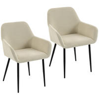 MATSALSSTOLAR, 2-set, manchester 100 polyester, krämvit - Cremefärgad/Svart, Textil/Metall (58/81.5/59.5cm) - HOMCOM